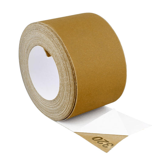 Adhesive Sticky Back 320-Grit Sandpaper Roll 2-3/4In X 20 Yards Aluminum Oxide Golden Yellow Longboard Dura PSA